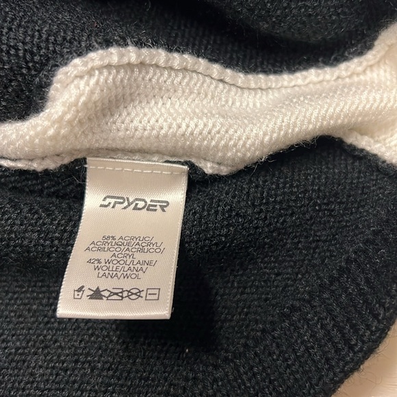 Kids Spyder wool blend sweater black and‎ white - Picture 4 of 5